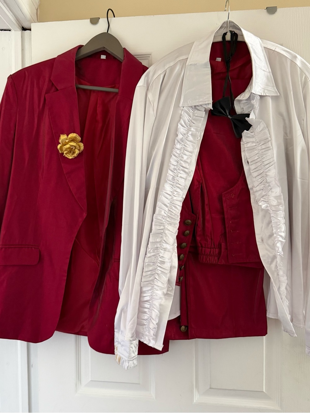 Polo by Ralph Lauren Red Blazer and Vest Set with White Ruffle Shirt